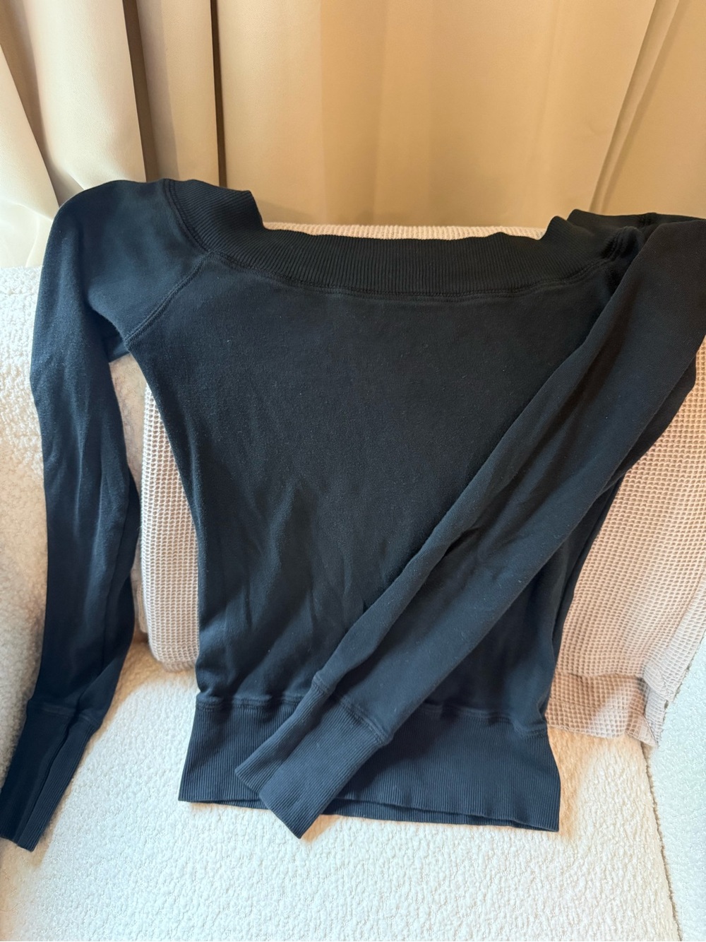 Brandy Melville Black Off-Shoulder Long Sleeve Top